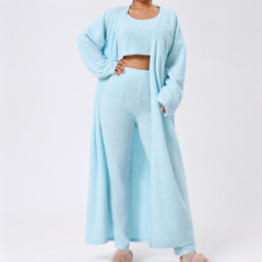 Cozy Pajama Set, 3 Piece Lounge Set, Cute Loungewear, Warm Suit Sets, Matching Set, Lounge Set, 3 Piece Pant Sets, Women Winter Dress